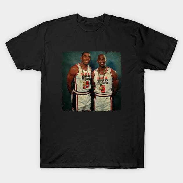 Magic Johnson and Michael Jordan T-Shirt by MJ23STORE